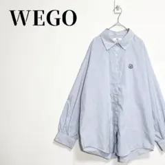 WEGO　ロゴ刺繍ボリュームスリーブシャツ　長袖　カジュアル　ブルーストライプのサムネイル