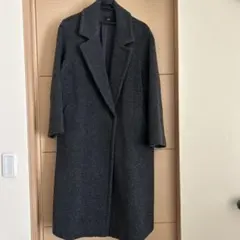 ニジュウサンク23区ロングコート46大きいサイズ17号ボアウールダークグレー