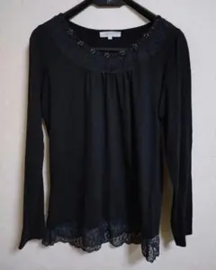 grove 黒の長袖レース付きトップス