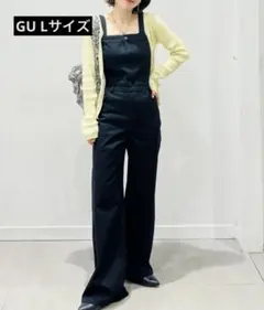GU黒ブラックデニムオールインワンオーバーオールサロペットチューブトップLのサムネイル