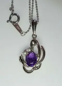 オーバルカット アメジスト ネックレス SILVER 刻印 - メルカリ