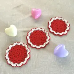 Kaorin様専用　二重花びら　手編み　ドイリー　コースター　ハンドメイド