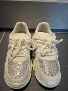 オリエンタルトラフィック　ホワイト スパンコール スニーカー　24.5cm