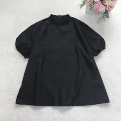 イーハイフン 半袖ブラウス レディース トップス シンプル ベーシック 無地 黒