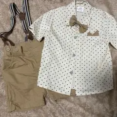 ベビーフォーマル　ドット柄シャツとハーフパンツセット
