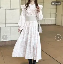 apres jour フリルウエストリブワンピース