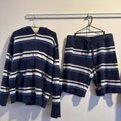 ジェラートピケ オム ボーダー ルームウェア 上下セット Mサイズ