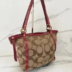 COACH コーチ シグネチャー トートバッグ Y2K ヴィンテージ 赤 肩掛け 