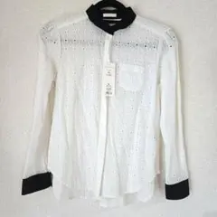 ホワイトレース長袖シャツ S