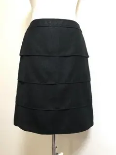 美品★プロポーションボディドレッシングラメ入フリルスカート★ブラック★4491