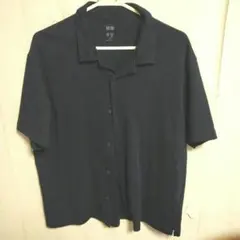 ユニクロ　フルオープンポロシャツ　ネイビー　エアリズム　XL