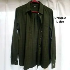 UNIQLO チェック柄ネルシャツ Lサイズ ダークグリーン