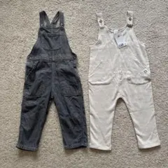 【2点セット】H&M デニムオーバーオール　ロンパース 90