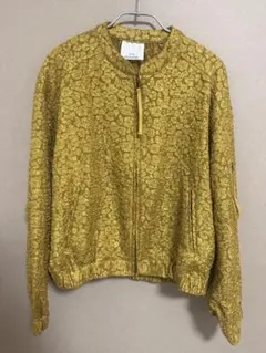 NOMINE マスタード ジャガードノーカラーブルゾン イエロー 美品 