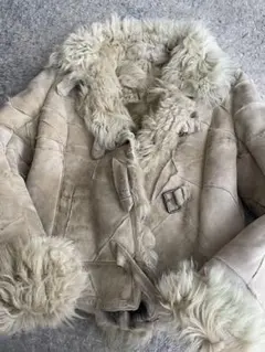 デュラス ベージュ ムートンコート ダブルブレスト