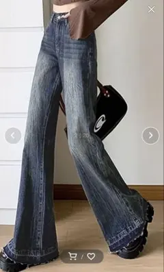 新品未使用タグ付き　インディゴブルー　ブーツカットデニム　サイズs