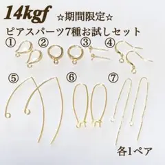期間限定 14kgf ピアス パーツ 7種セット お試し　ハンドメイド ゴールド