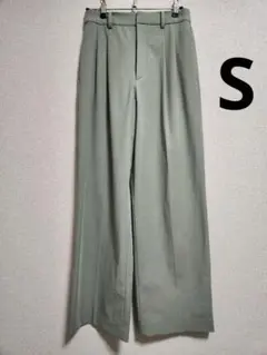 ユニクロ タックワイドパンツ グリーン ピスタチオ系 Sサイズ