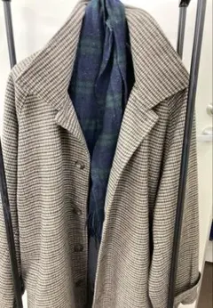 寒波値下　メンズ　ロングコート チェック柄 ゆったりサイズ