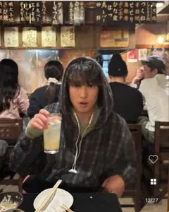 nugu チェックフリースジップパーカー