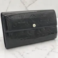 ルイヴィトン モノグラム ヴェルニ ポルトフォイユ サラ エナメル 黒 ネイビー