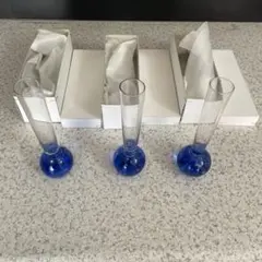 青いガラス花瓶 3点セット　②