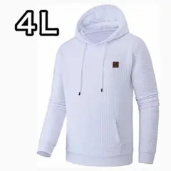 新品❤️メンズ パーカー 白 フード付 4L 通気良好 リブ加工 防風性