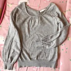 earth グレー ラメ入り トップス リボン　Sサイズ　長袖　レディース