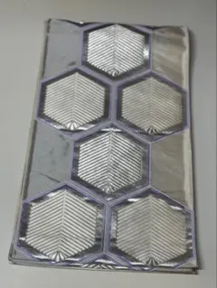 シルバー　亀甲柄　袋帯　正絹