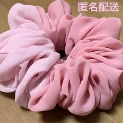 シュシュ　シフォン　ややくすみピンク　ハンドメイド⭐︎和　花桃