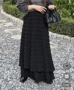 レースレイヤードゴムロングスカート