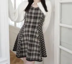 LIP SERVICE フェザーチェックアンサンブルワンピース