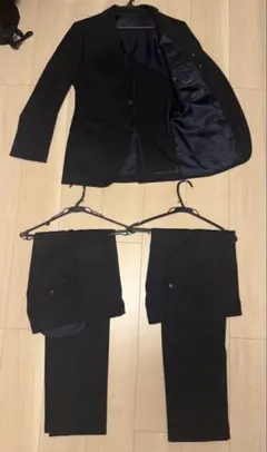 ネイビー 紺 スーツ ジャケット パンツ2本セット お得 学生時代の使用のみ