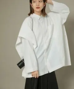 USED KBF 長袖 長袖ブラウス 長袖シャツ レイヤード風 白 フリーサイズ