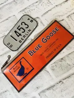 ビンテージラベルポーチ　おすそ分けファイル　B品　ベルリン　ナンバープレート