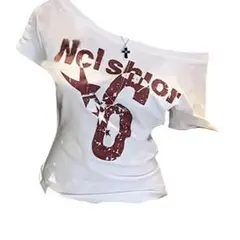 オフショルダー ホワイト Tシャツ 6