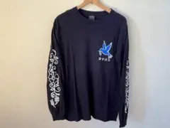 deviluse DEVILUSEネイビー 長袖カットソー 袖プリント