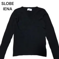SLOBE IENA スローブイエナ ウール100 Vネックリブニット 長袖 黒