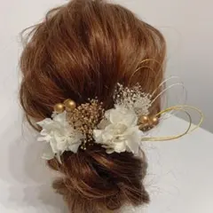 髪飾り　袴　卒業式　結婚式　成人式　ドライフラワー　水引　金箔