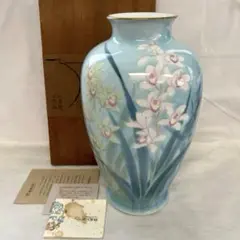有田焼 深川製磁　宮内庁御用達　色絵歳磁　蘭　花瓶　花器　共箱
