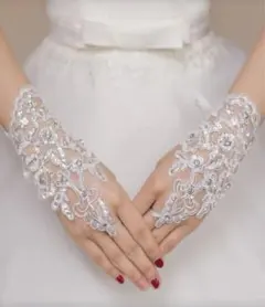 ホワイト レース ウェディンググローブ