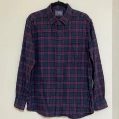 ユニクロ•FLANNEL チェック柄ネルシャツ•XL•パープル×ネイビー
