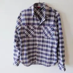 Beno チェックシャツ L トリコロール 長袖 腕まくり留めのサムネイル