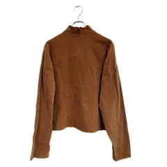 長袖 カットソー ブラウン ハイネック コーデュロイ MLサイズ 春秋 シンプル