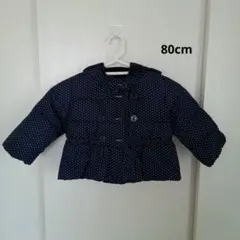 babyGAP ネイビー水玉フード付きダウンコート 80cm キッズ 女の子