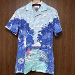 Tommy Jeans アロハシャツ ブルー 総柄 Mサイズのサムネイル