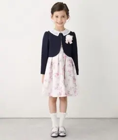 新品プティマイン◇petit main花柄JKセットフォーマル　ワンピース120