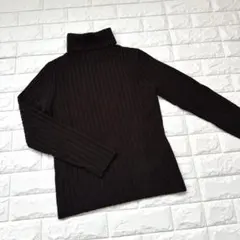 【美品】ef-de エフデ ウール100% リブ タートルネックセーター