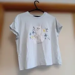 ユニクロ　レディース　半袖　Tシャツ 猫柄　水色　サイズM