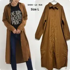 シューラルー) l 衿付きロングシャツワンピース L ブラウン 羽織